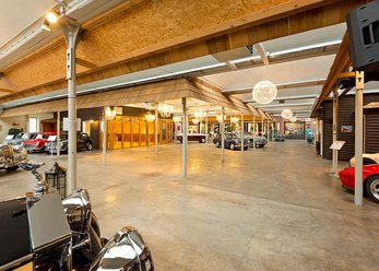 Event hall with automobiles