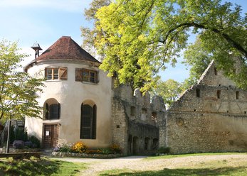 Burgruine mit Saal, Holzofen und Kapelle Burgruine mit Saal, Holzofen und Kapelle