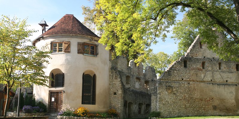 Burgruine mit Saal, Holzofen und Kapelle
